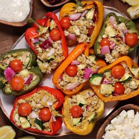 greek-stuffed-peppers-with-chicken-and-veggies-kinda image
