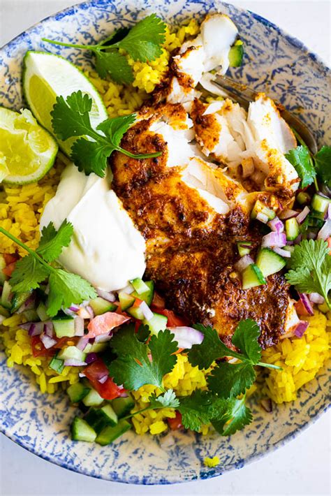 masala-baked-fish-with-turmeric-rice-simply image