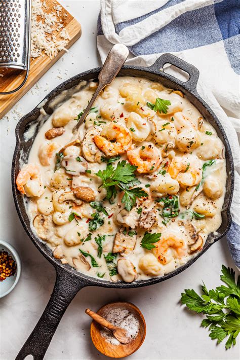 one-pan-creamy-gnocchi-with-shrimp-and-spinach image