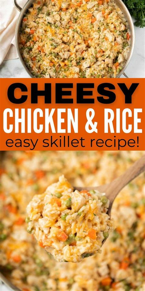 cheesy-chicken-and-rice-skillet-recipe-easy-one-pan-chicken image