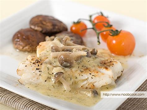 cod-fish-with-creamy-mushroom-sauce-recipe-noob image