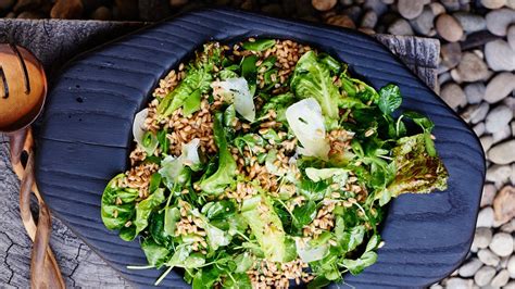 pea-and-little-gem-salad-with-farro-and-pecorino image