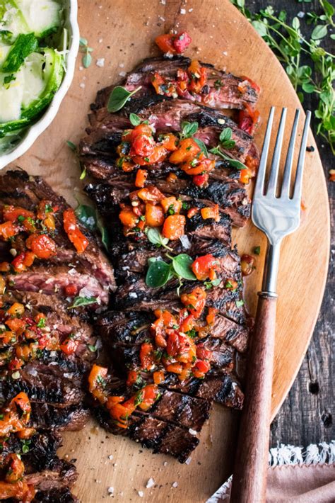 balsamic-skirt-steak-with-red-pepper-relish image