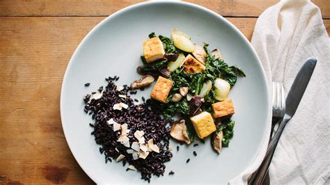 tofu-mustard-greens-and-shiitake-mushroom-stir-fry image