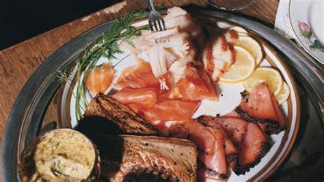 smoked-fish-platter-with-honey-mustard-dill-sauce-and image