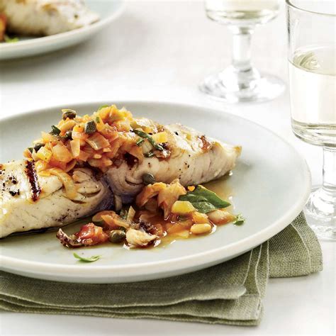grilled-fish-with-artichoke-caponata-recipe-michael-white image