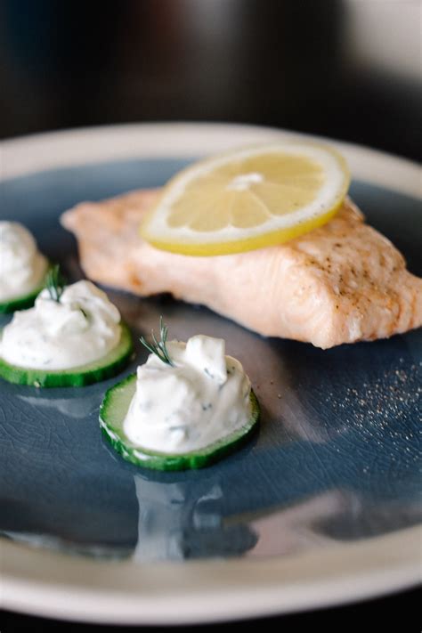 poached-salmon-fillets-with-cucumber-raita-an image