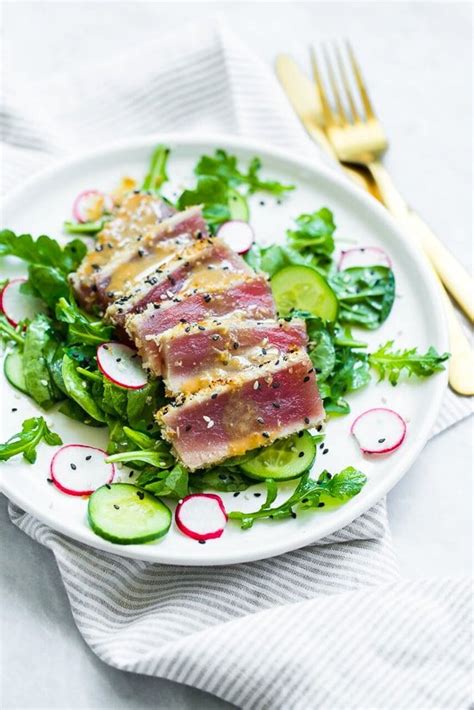 seared-tuna-salad-with-wasabi-butter-sauce image