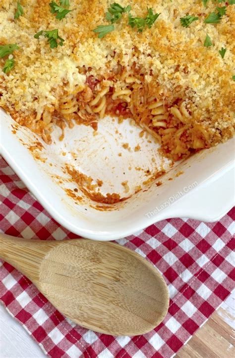 easy-chicken-parmesan-pasta-casserole-the-lazy-dish image