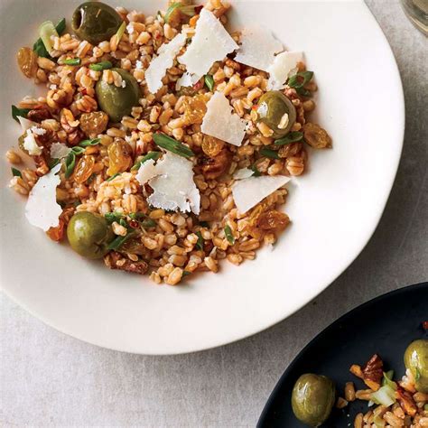 farro-and-green-olive-salad-with-walnuts-and-raisins image