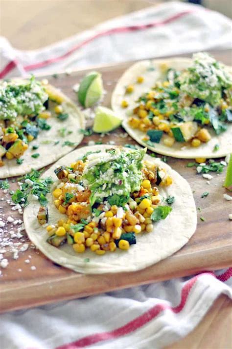 zucchini-and-corn-tacos-with-fresh-guacamole image