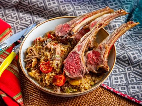 crown-rack-of-lamb-with-spiced-rice-pilaf image