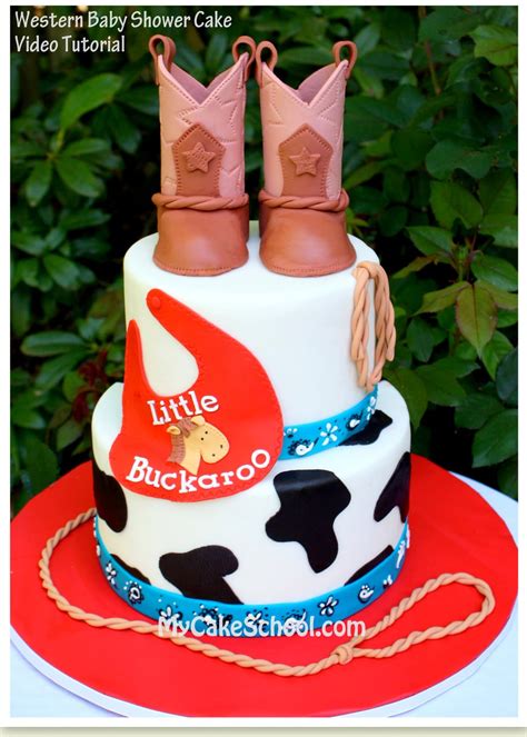 western-baby-shower-cake-and-cowboy-boot-cake image