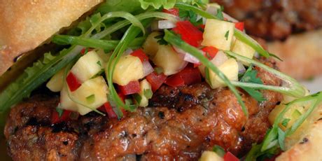 grilled-turkey-burgers-with-pineapple-salsa-food image