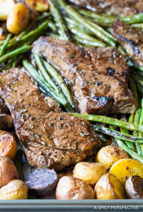 balsamic-oven-baked-steak-sheet-pan-dinner-a-spicy image