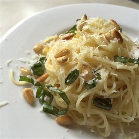 lemon-garlic-spaghetti-with-basil-parmesan-pine-nuts image