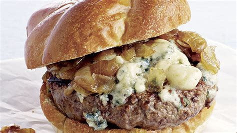 beef-burgers-with-blue-cheese-and-caramelized-onions image