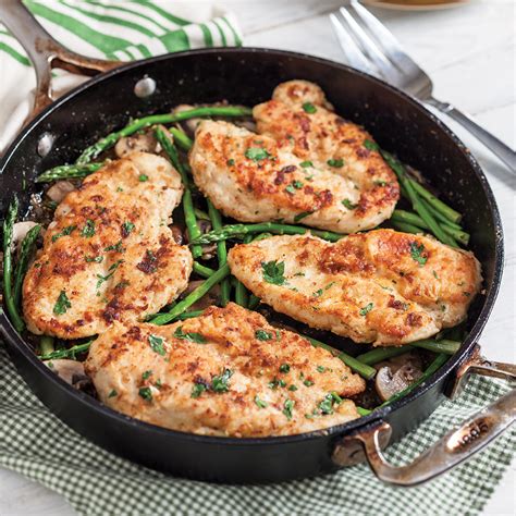 chicken-cutlets-with-asparagus-and-mushrooms image