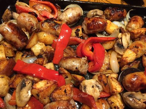 sheet-pan-sausage-peppers-mushrooms-and-potatoes image