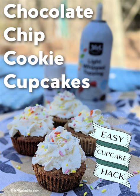 chocolate-chip-cookie-cupcakes-easy-cupcake-hack image
