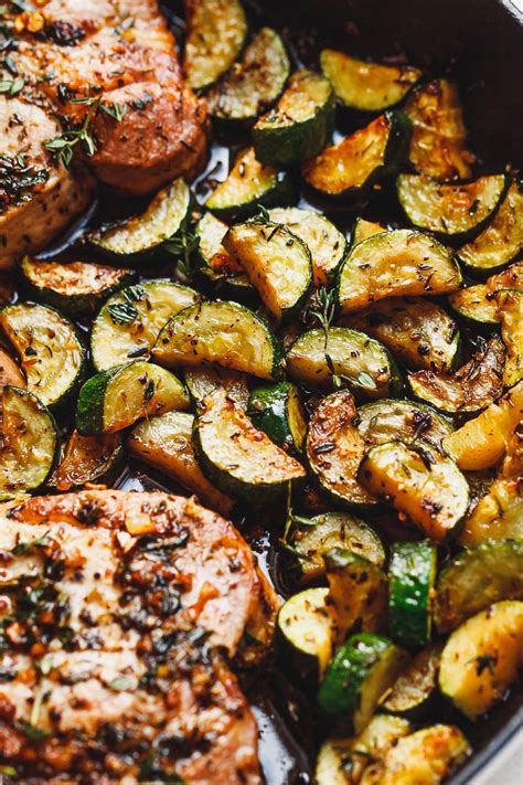 garlic-butter-herb-pork-chops-with-zucchini image