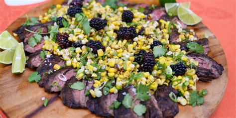 michael-symons-skirt-steak-with-corn-and-blackberry image