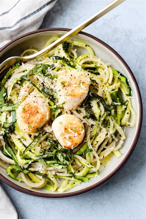 pan-seared-scallops-and-zucchini-noodle-pasta image