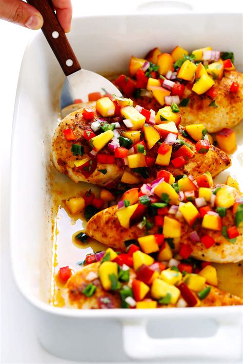 ginger-chicken-with-confetti-peach-salsa-gimme-some image
