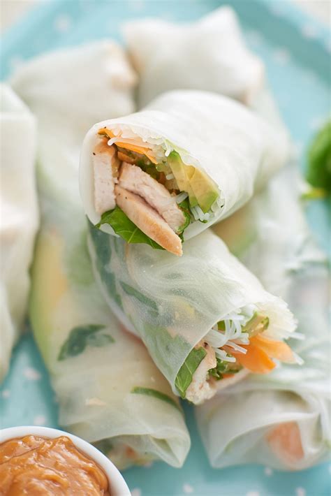 chicken-summer-rolls-with-peanut-dipping-sauce-kitchn image