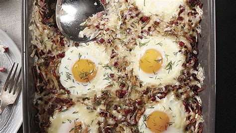 baked-eggs-with-corned-beef-and-sauerkraut-hash image