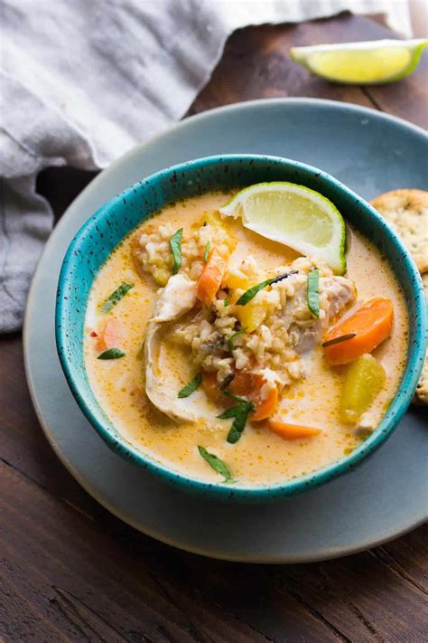 thai-slow-cooker-chicken-and-wild-rice-soup image