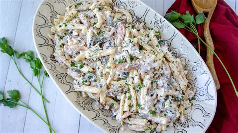 creamy-crab-pasta-salad-recipe-mashed image