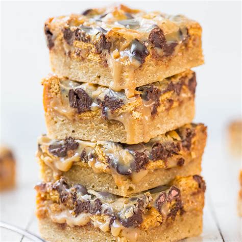 caramel-peanut-butter-chocolate-chip-gooey-bars image