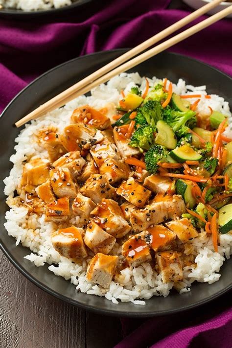 teriyaki-grilled-chicken-and-veggie-rice-bowls-cooking image