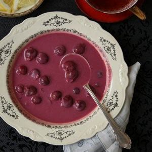 hungarian-chilled-cherry-soup-meggyleves-saveur image
