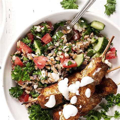 shawarma-spiced-chicken-skewers-with-tabbouleh image