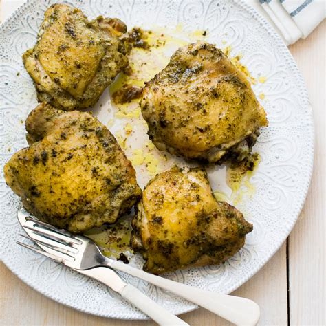pesto-baked-chicken-thighs-recipe-todd-porter-and image