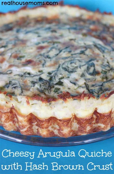 cheesy-arugula-quiche-with-hash-brown-crust-real image