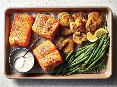 one-pan-baked-salmon-with-green-beans-and-smashed image