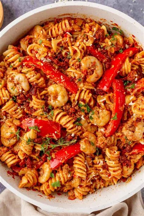 one-pot-creamy-cajun-shrimp-pasta-with-sausage image