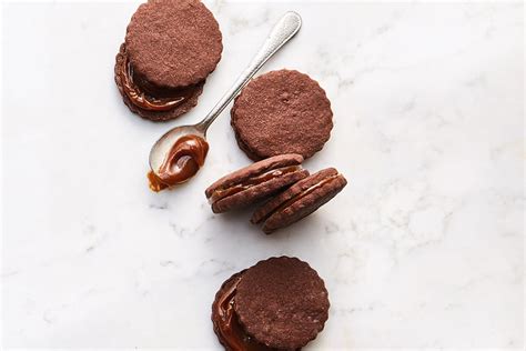 chocolate-dulce-de-leche-sandwich-cookies-canadian image