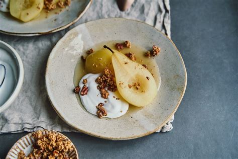 cider-poached-pears-with-ginger-sauce-and image