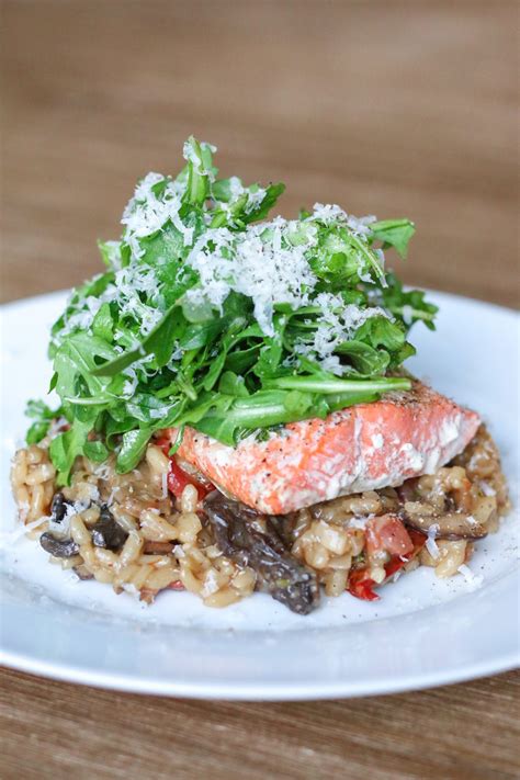 mushroom-and-sun-dried-tomato-risotto-with-salmon image