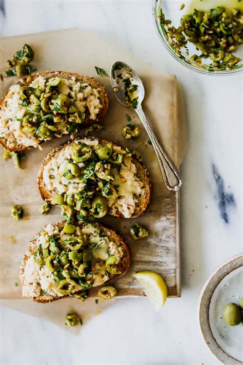 cheesy-tuna-toasts-with-olive-salsa-dishing-out-health image