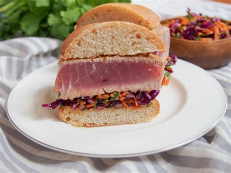 seared-tuna-sandwich-with-asian-sesame-slaw image