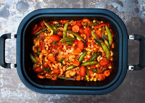 slow-cooker-extra-vegetable-pasta-tinned-tomatoes image
