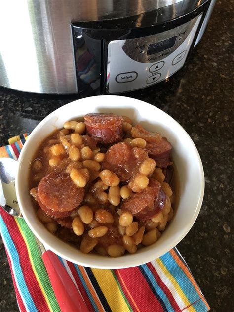 crock-pot-baked-beans-and-sausage-lynns-kitchen image