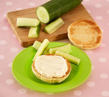 cheesy-english-muffins-cucumber-sticks-start4life image