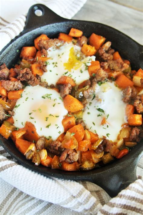 sweet-potato-and-sausage-breakfast-skillet-the-tasty image