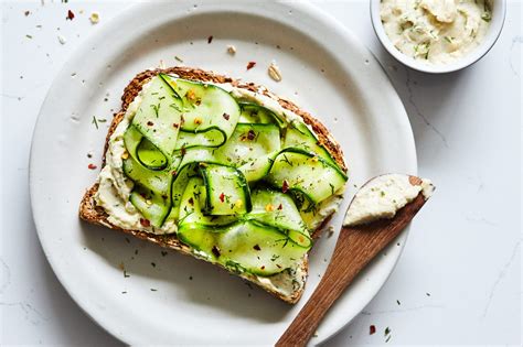 lemon-cucumber-toast-with-dill-hummus-easy image